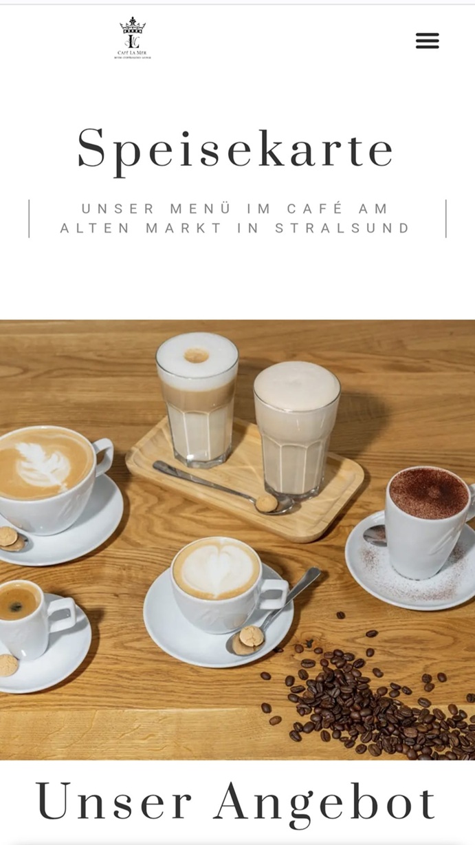 speisekarte cafe