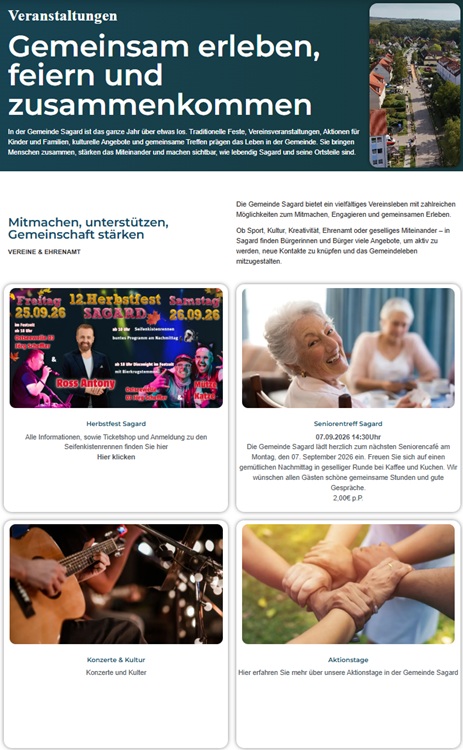 Veranstaltungsübersicht Gemeinde Sagard